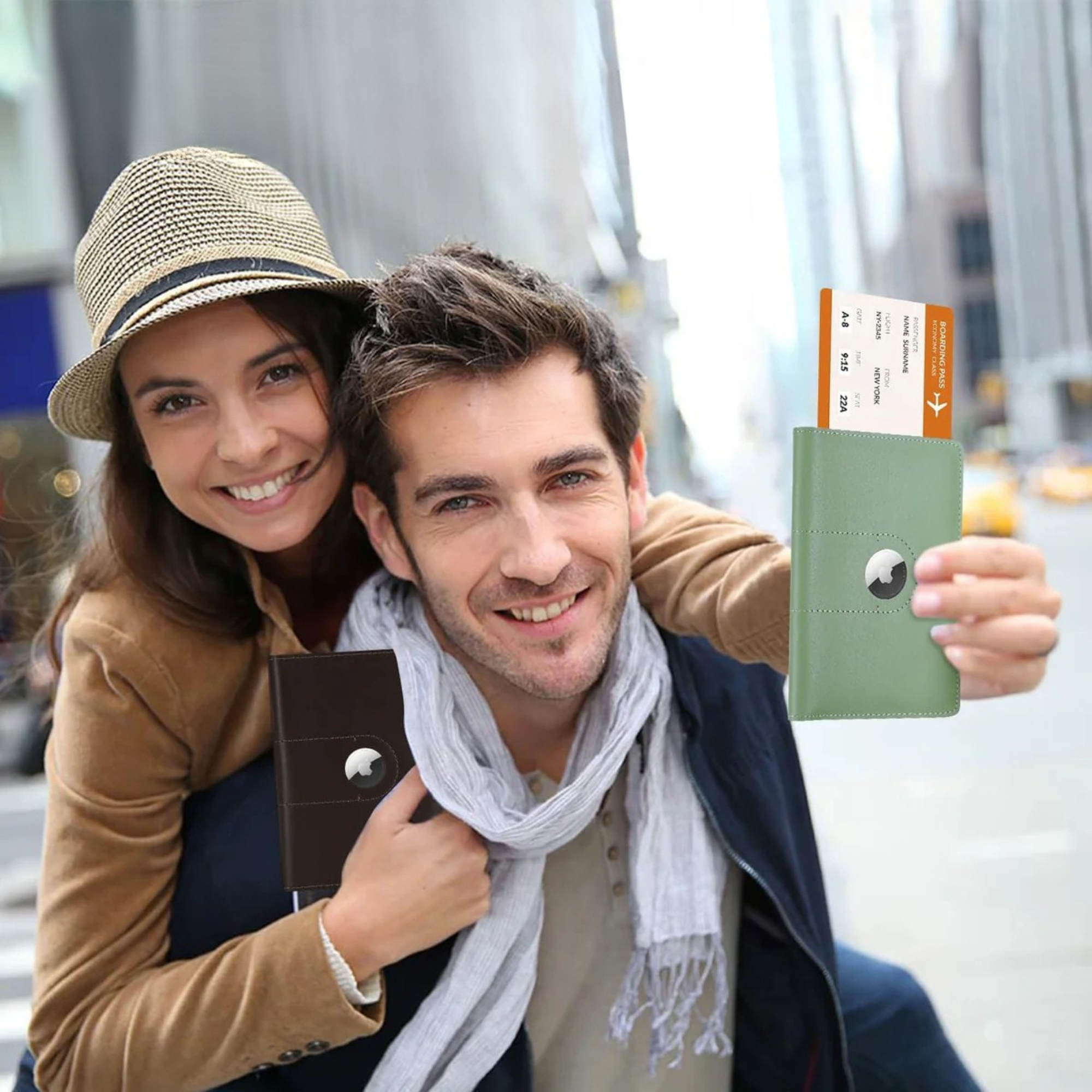 Leather AirTag Passport Wallet
