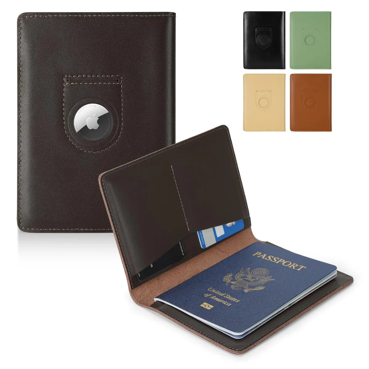Leather AirTag Passport Wallet