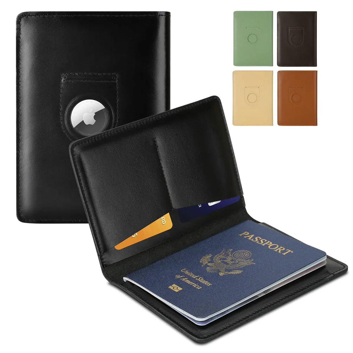 Leather AirTag Passport Wallet