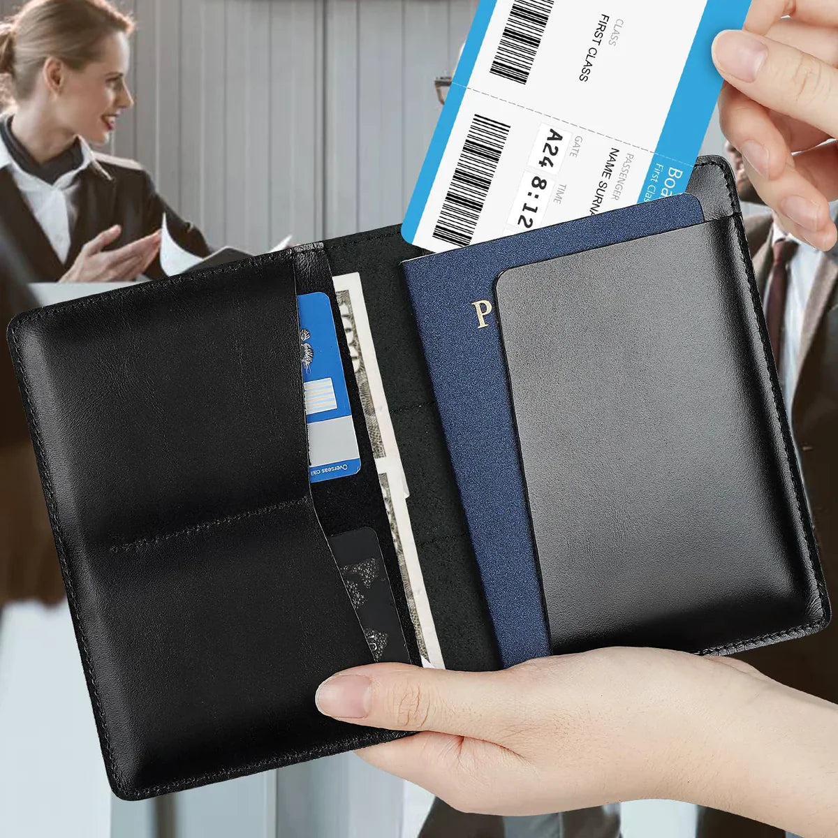 Leather AirTag Passport Wallet