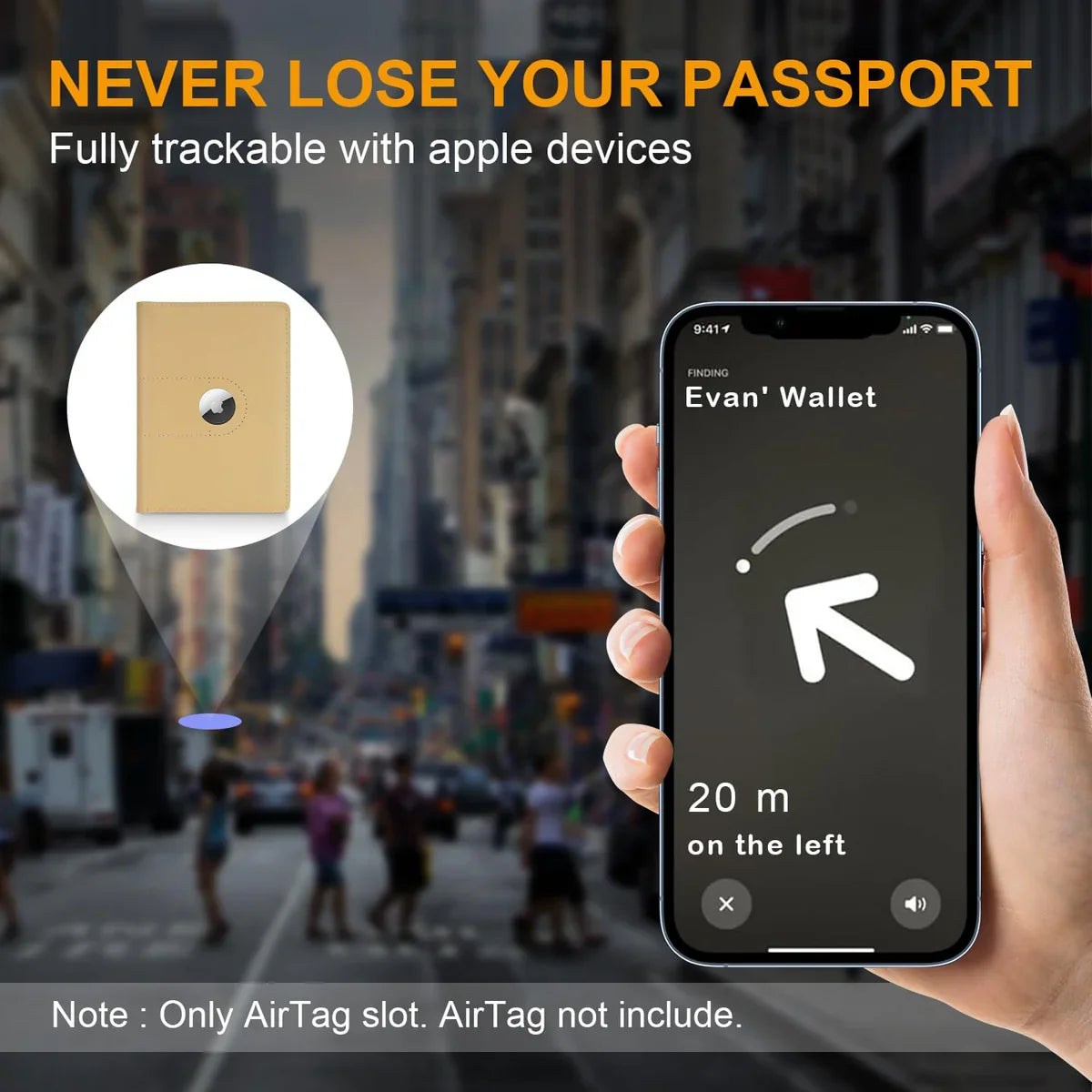 Leather AirTag Passport Wallet