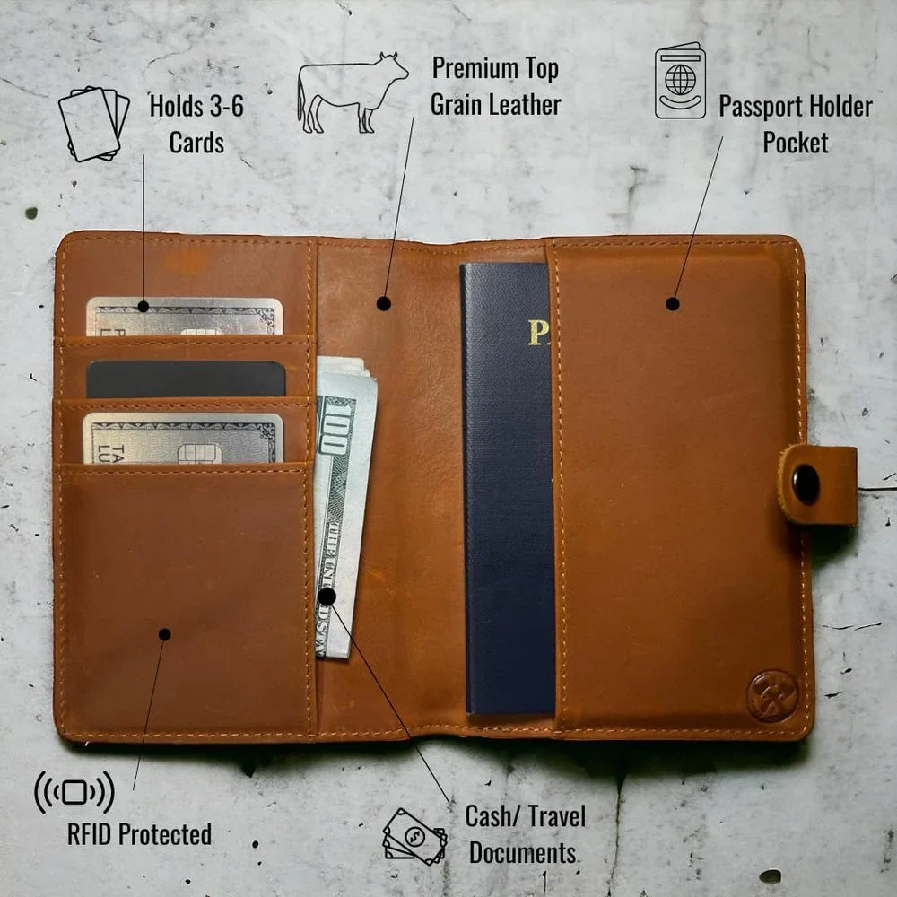 Leather AirTag Passport Holder