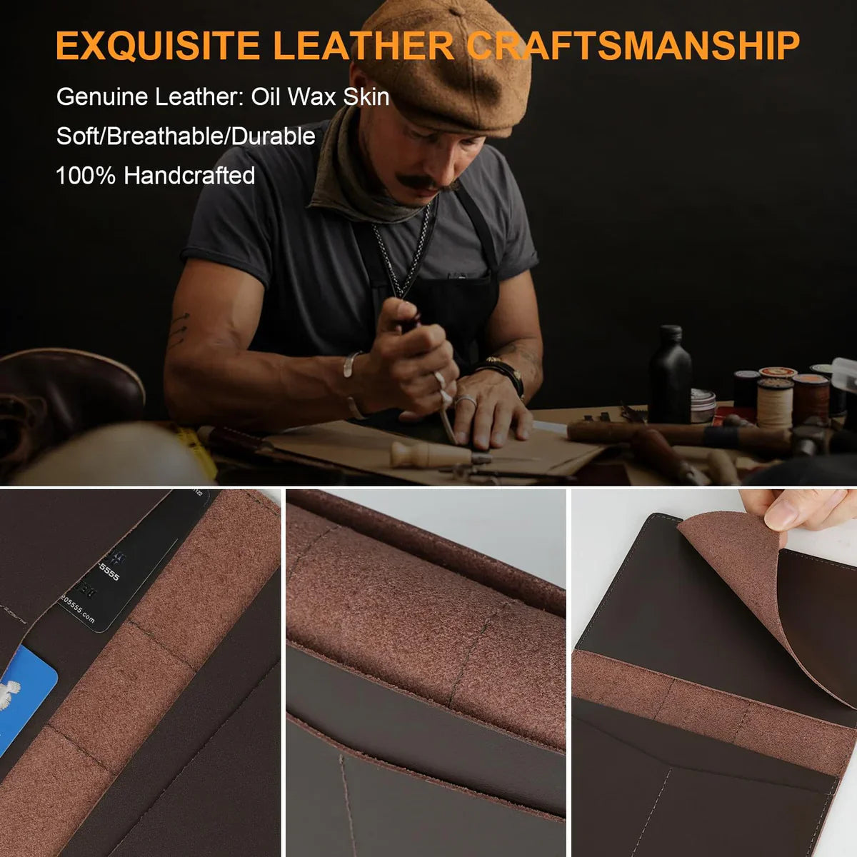 Leather AirTag Passport Wallet