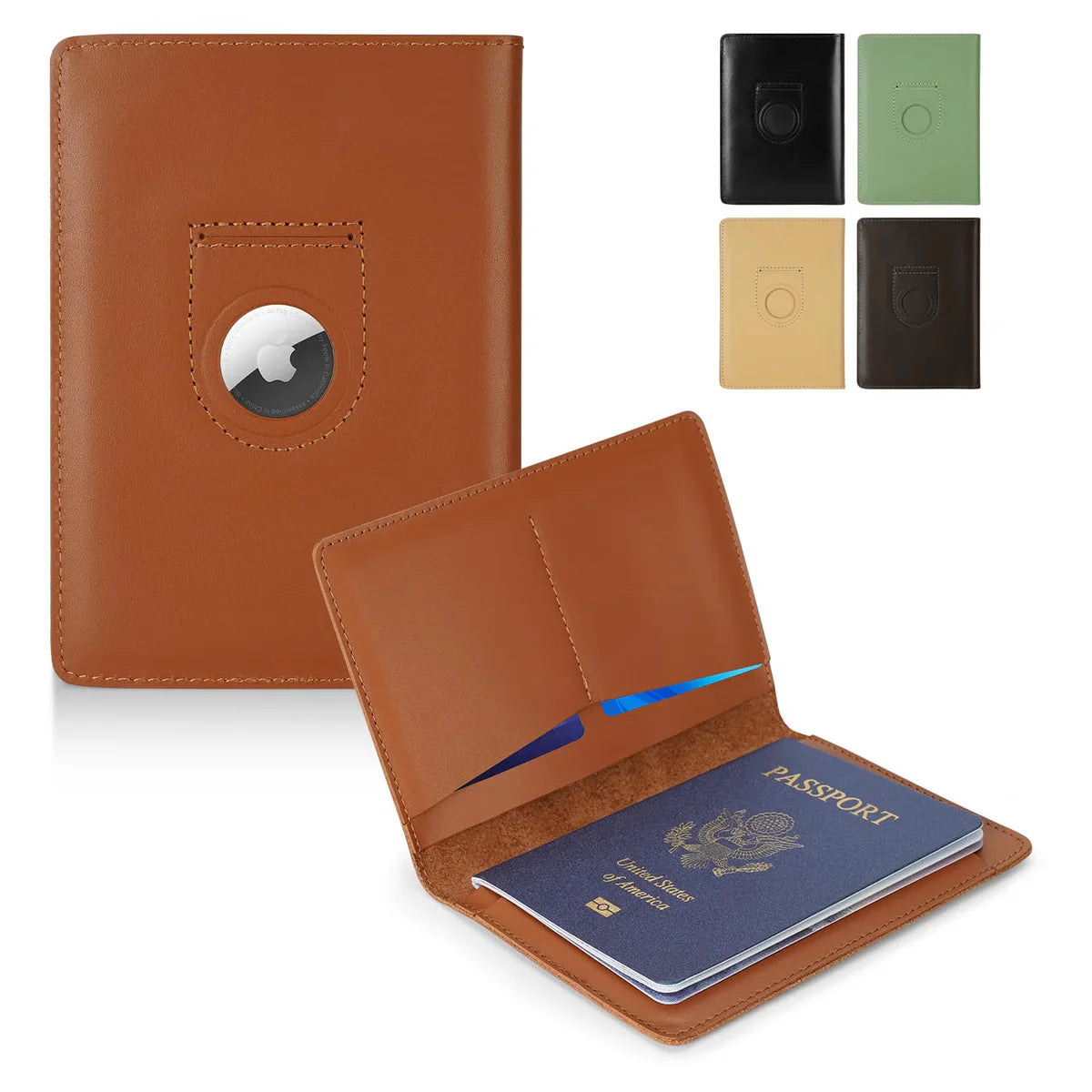 Leather AirTag Passport Wallet