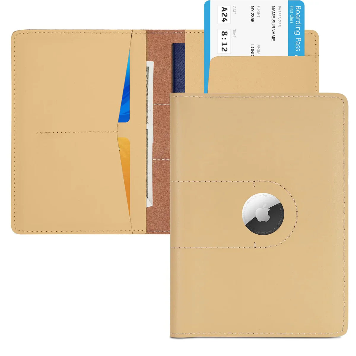 Leather AirTag Passport Wallet