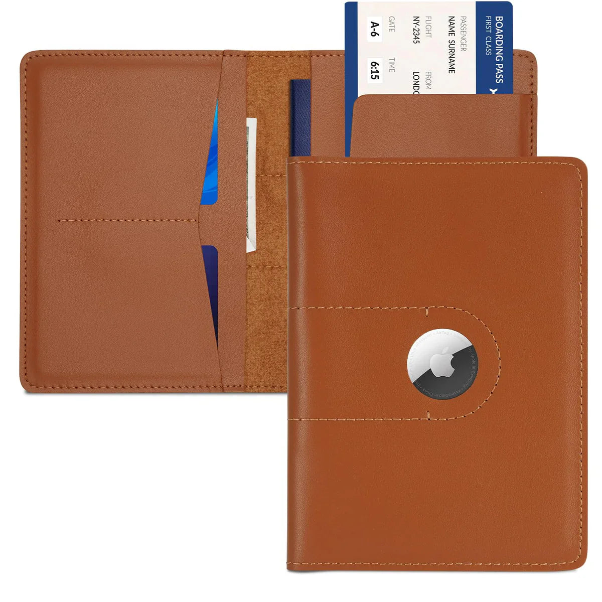 Leather AirTag Passport Wallet