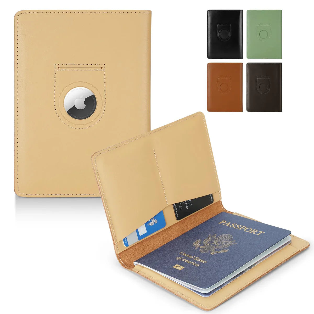 Leather AirTag Passport Wallet