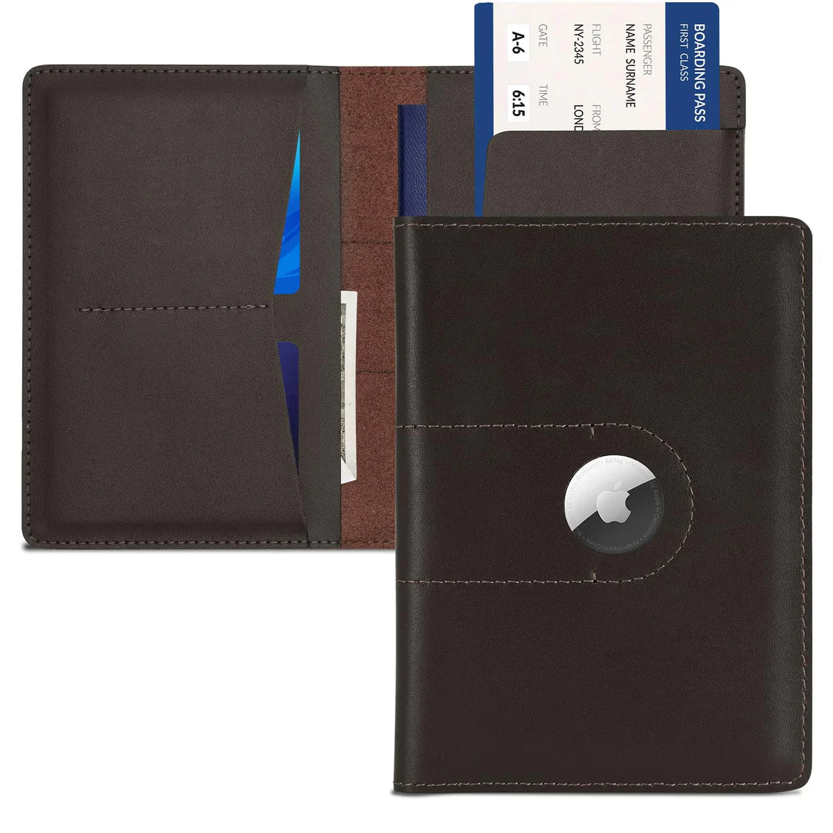 Leather AirTag Passport Wallet