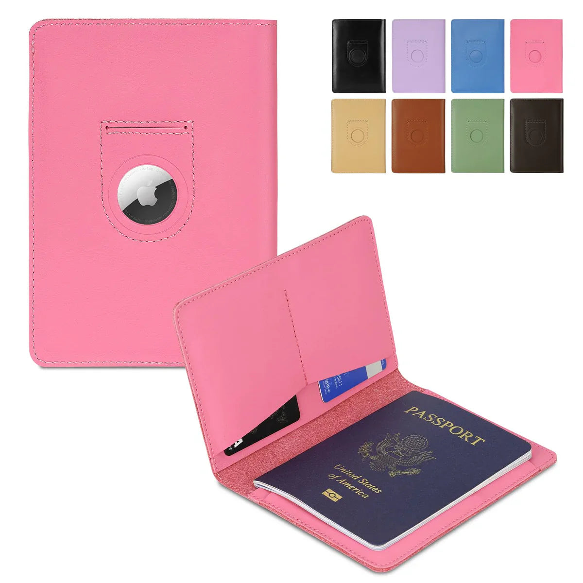 Leather AirTag Passport Wallet