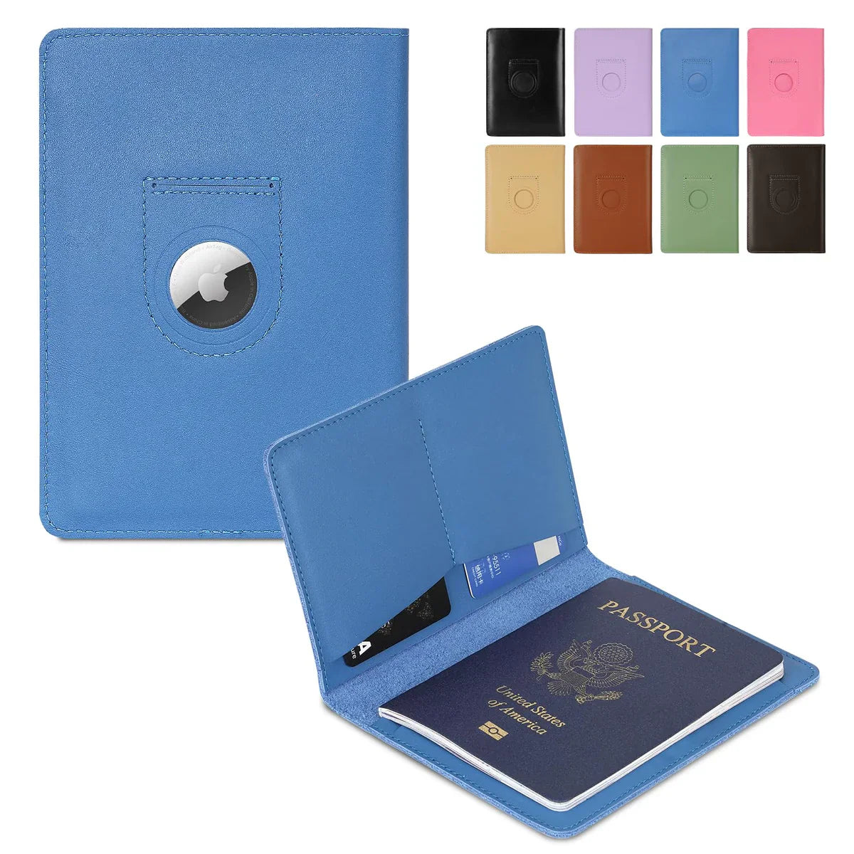 Leather AirTag Passport Wallet
